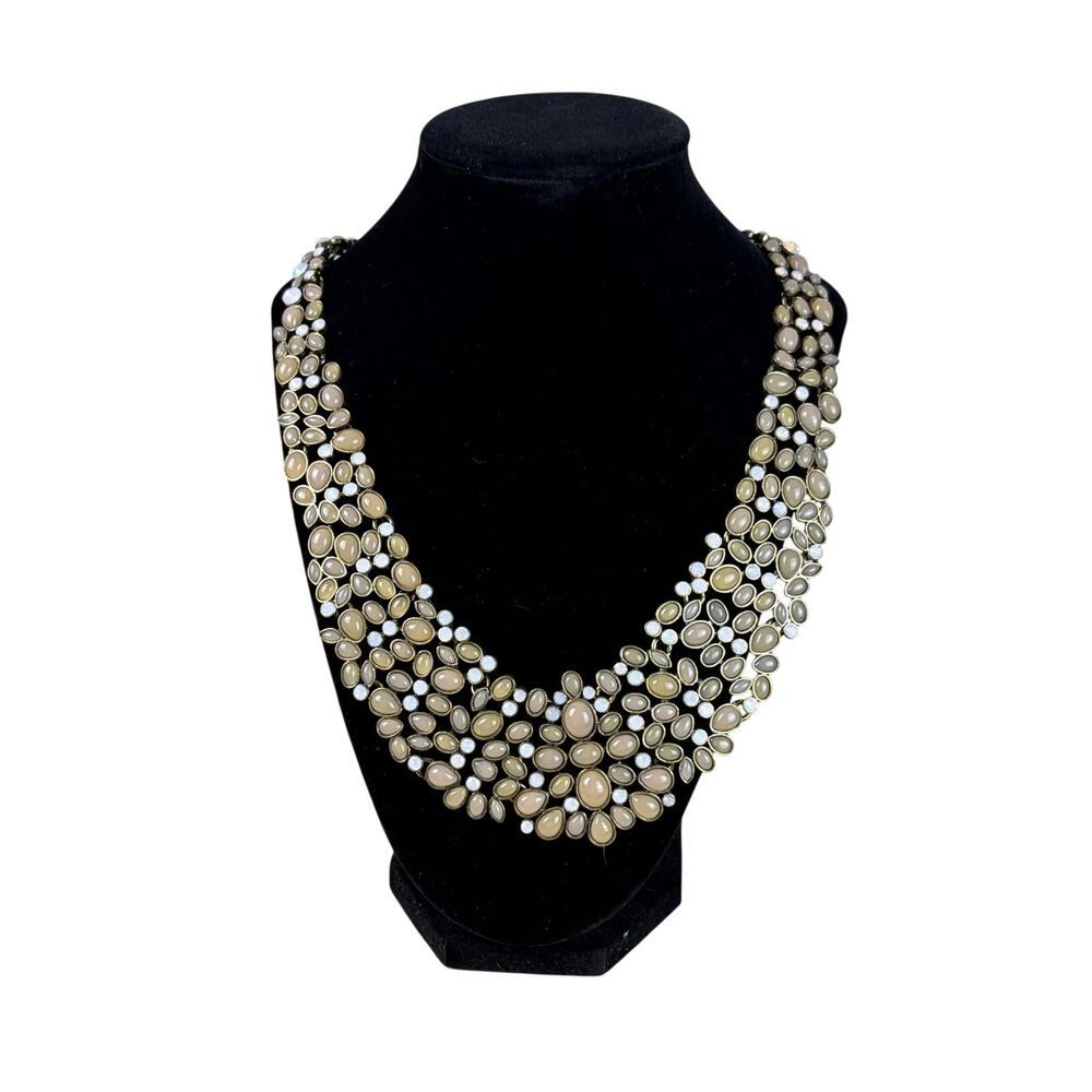 BaubleBar Kew Beige White Statement Collar Necklace Neutral